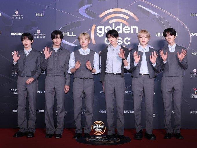 NCT WISH red carpet Golden Disc Awards 2026 grey silver coordinated outfits K-pop