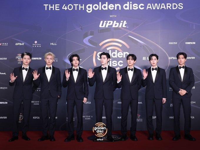 ENHYPEN red carpet Golden Disc Awards 2026 black suits K-pop boy group fashion