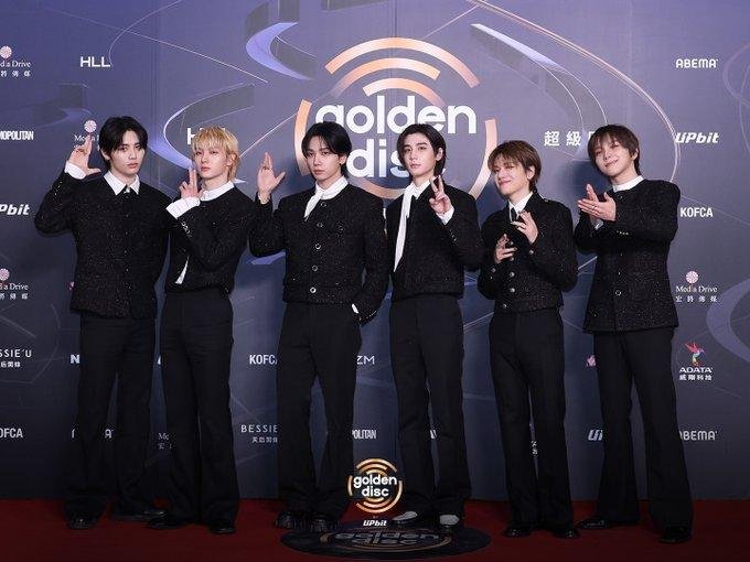 BOYNEXTDOOR all black chic red carpet fashion Golden Disc Awards 2026 band style