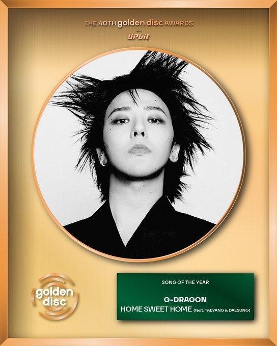 G-Dragon with Digital Song of the Year Daesang for Home Sweet Home at GDA 2026"