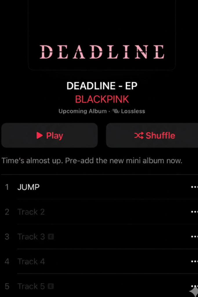 BLACKPINK Deadline mini album cover art February 2026 release 5-track EP including Jump single