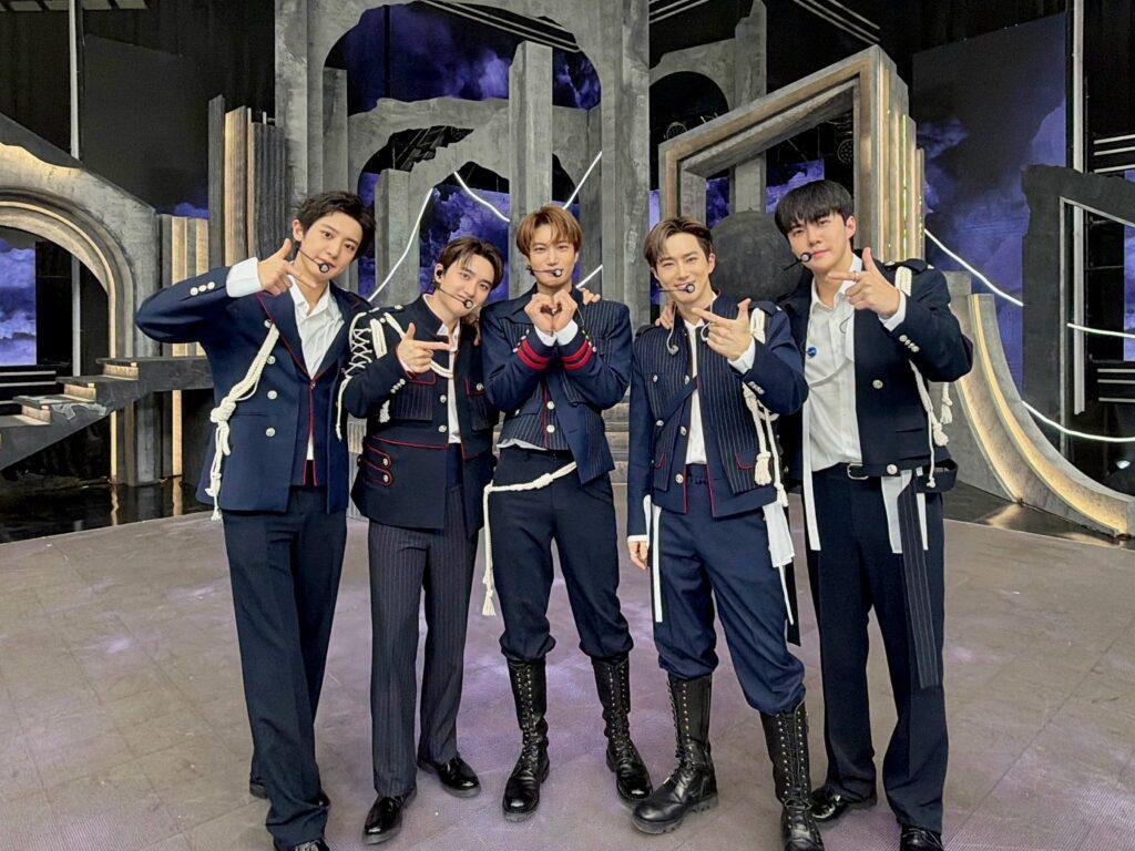 EXO members promoting Reverxe album 2026