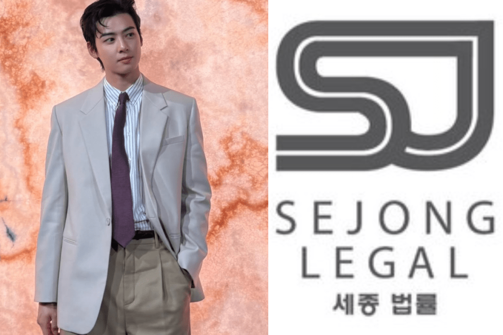 ASTRO Cha Eun Woo with Sejong law firm logo amid 20 billion won tax evasion scandal investigation January 2025
