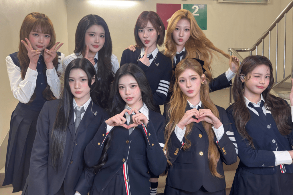 Hearts2Hearts K-pop group poses together ahead of sold-out 2026 Hearts 2 House fanmeeting at Seoul Olympic Hall
