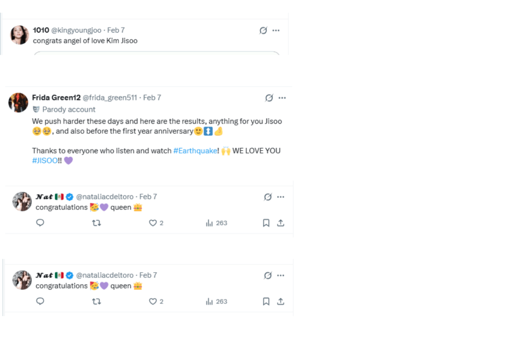 "Fans congratulating Jisoo in comments as Earthquake music video reaches 100 million views BLACKPINK solo milestone"