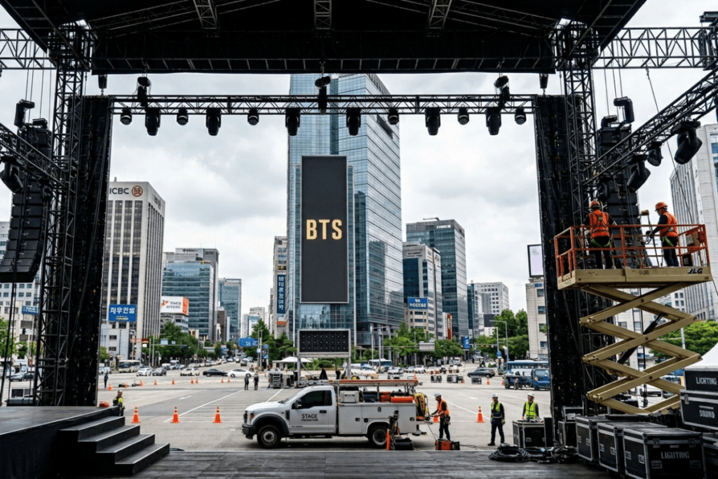 BTS Arirang concert stage at Gwanghwamun