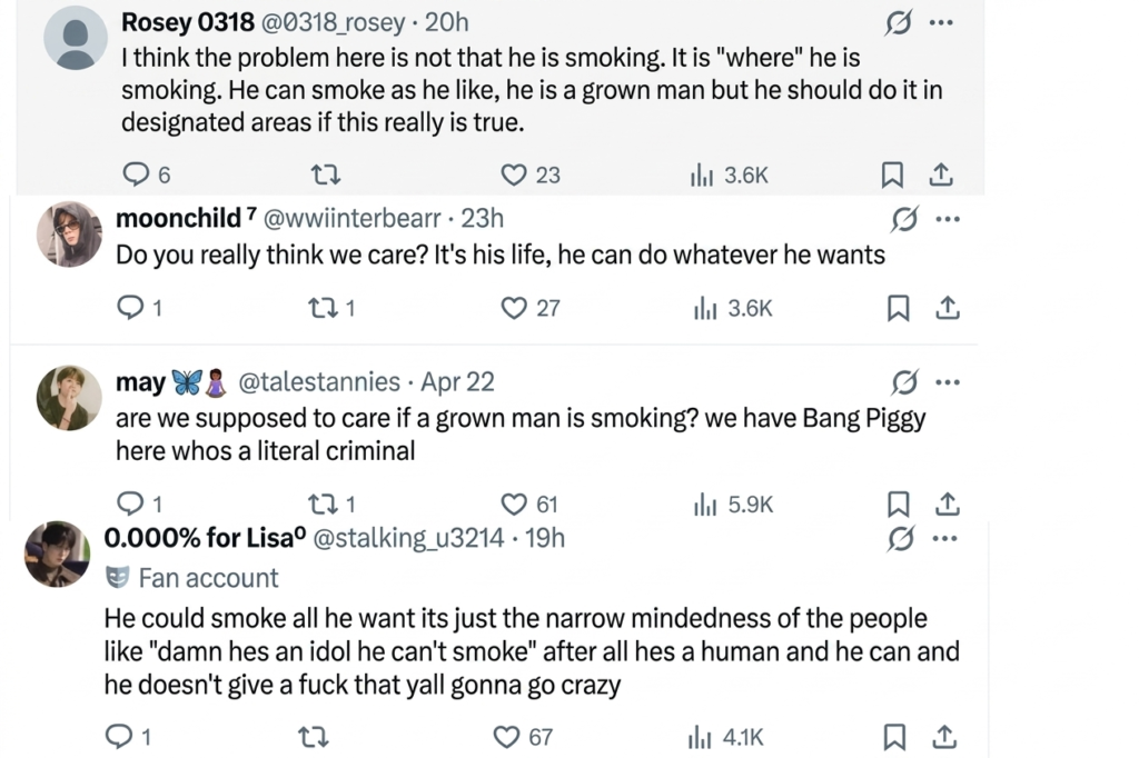 Fan comments supporting BTS member RM on social media.