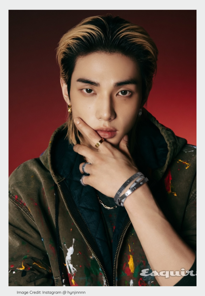 Hyunjin of Stray Kids showcasing powerful choreography on their 2026 tour.