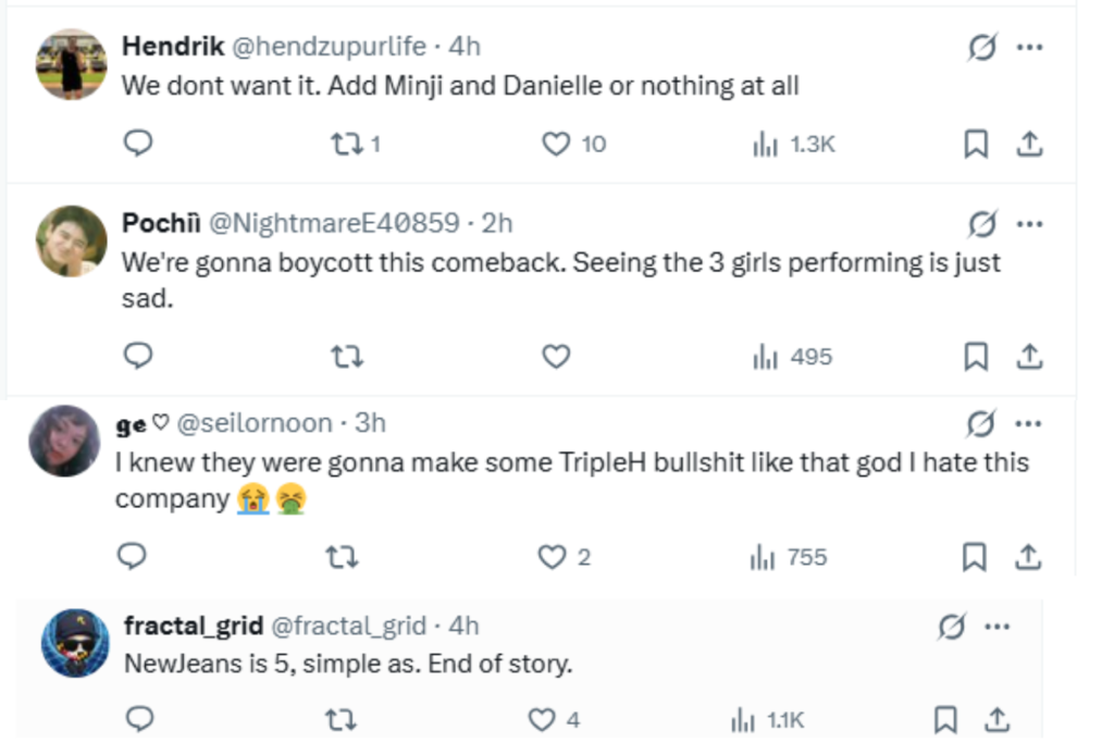 NewJeans fan protest comments regarding OT5 lineup