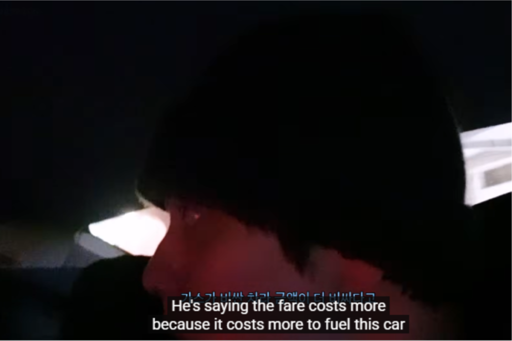 TXT Soobin in taxi vlog scene