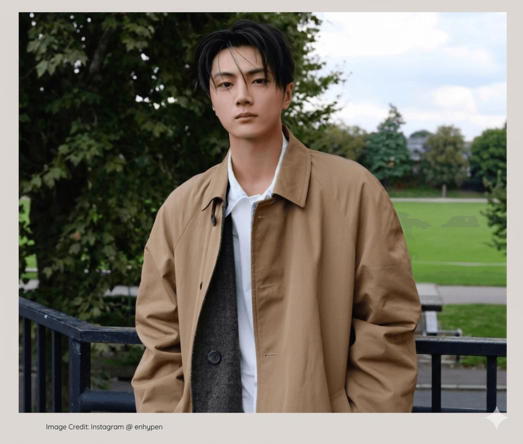 ENHYPEN Jay looking sharp, one of K-pop’s richest born idols.