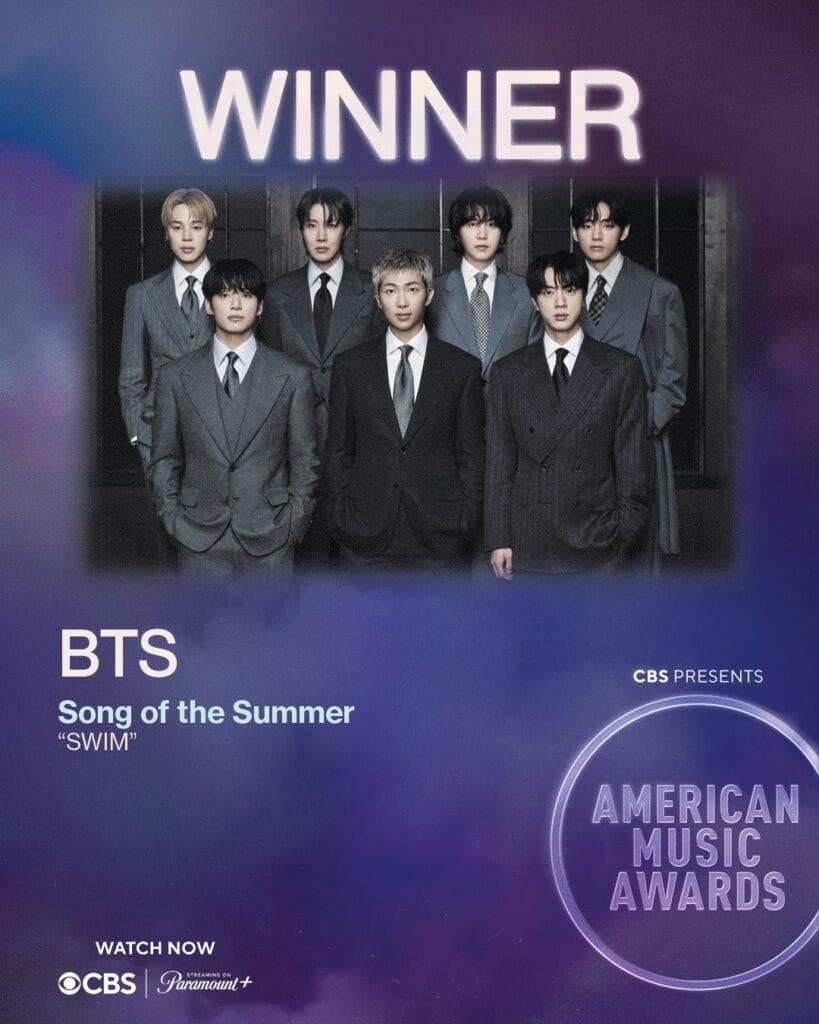 BTS wins Song of the Summer at the 2026 AMAs