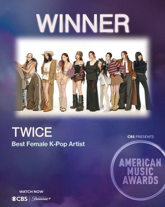 K-pop group TWICE winning Best Female K-Pop Artist at 2026 AMAs