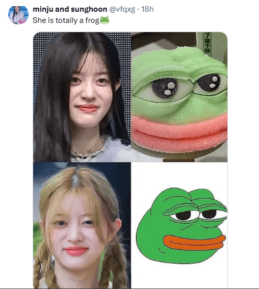 Screenshot of social media comments debating Kim Min-ju’s jawline and facial visuals.