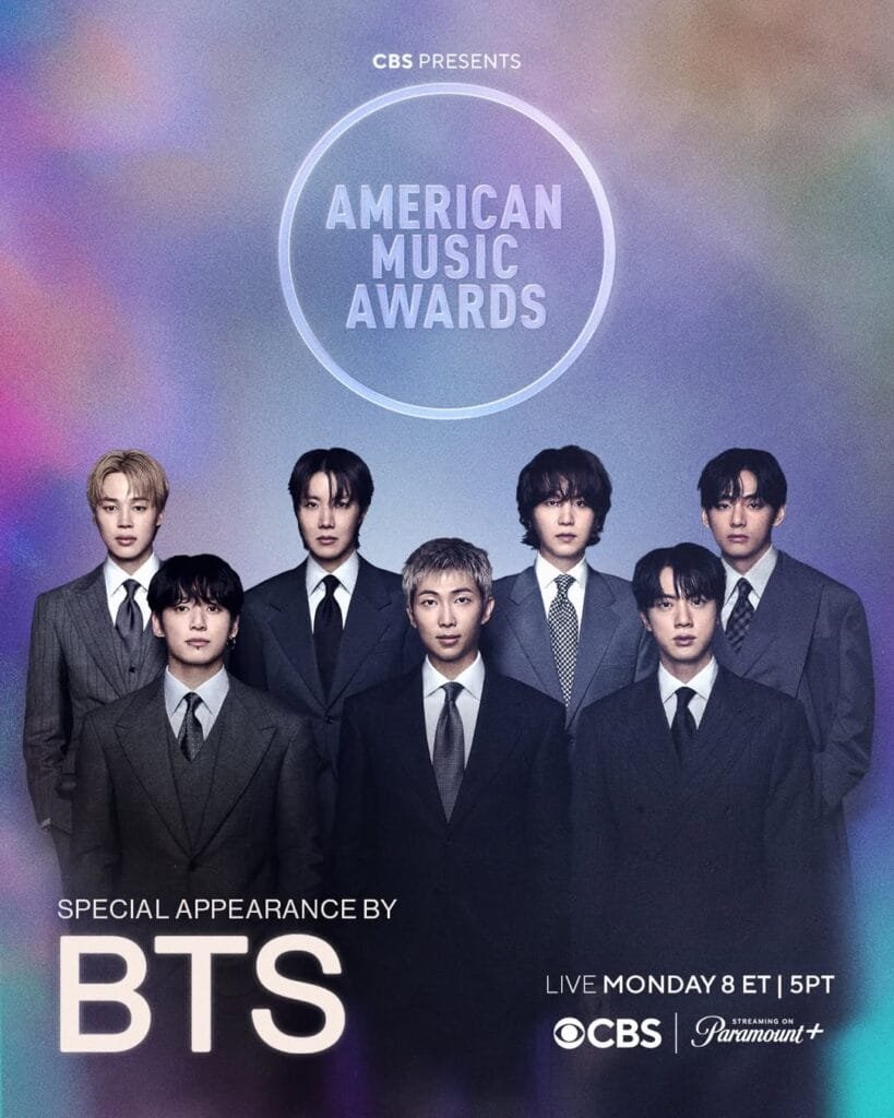 BTS poster for the 2026 American Music Awards