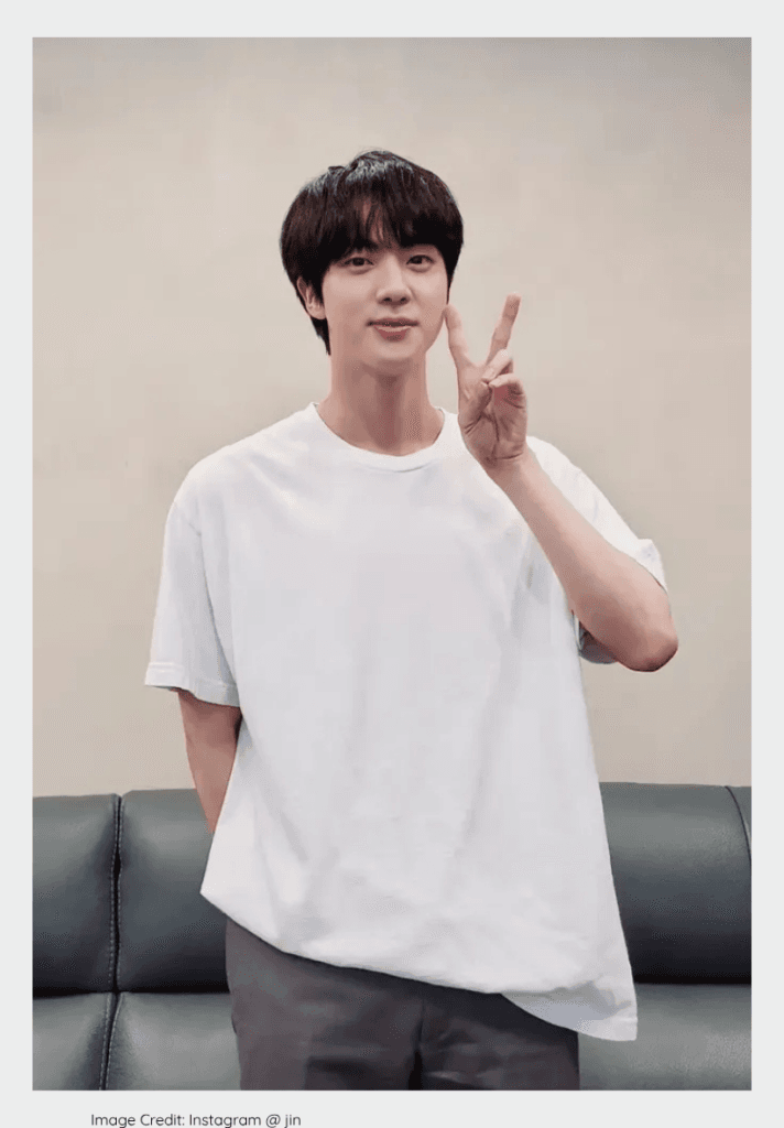 Jin from BTS, a top-ranked K-pop male star in 2026