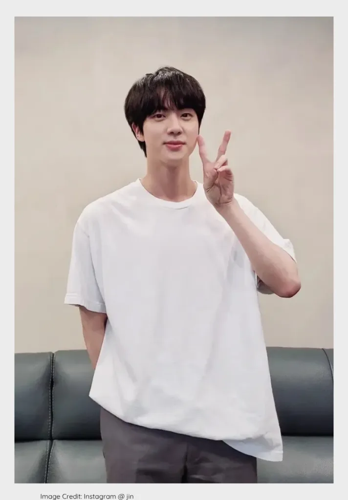 Jin from BTS, a top-ranked K-pop male star in 2026