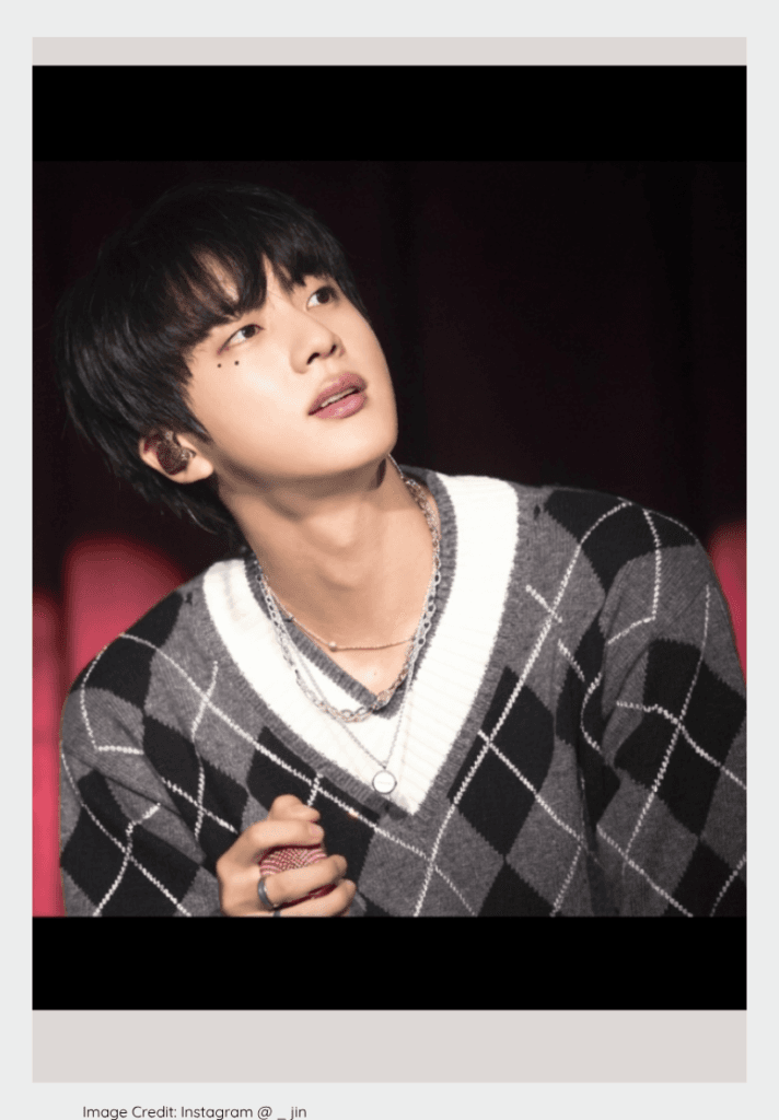 BTS Jin, frequently named as one of the most handsome K-pop idols.