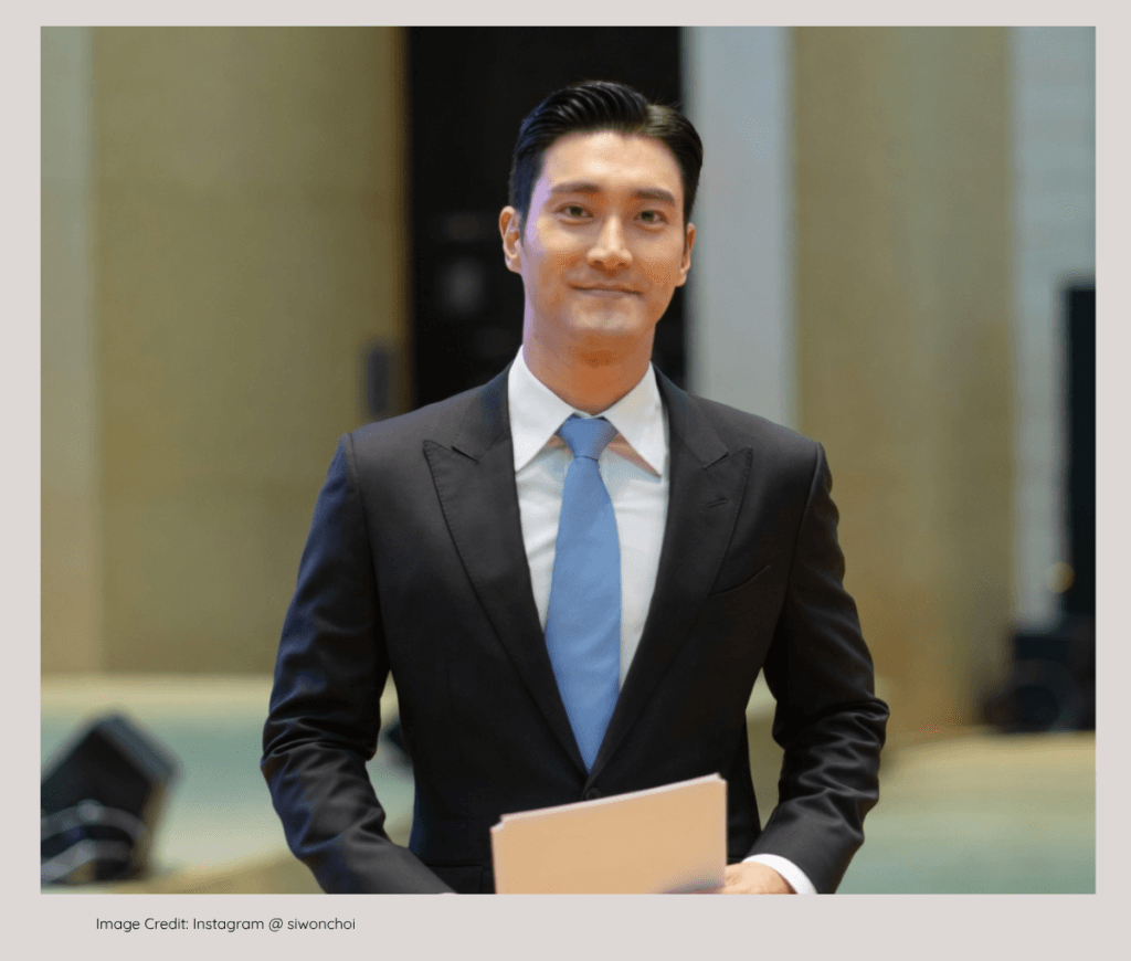 Super Junior Choi Siwon smiling, famously born into a rich family.