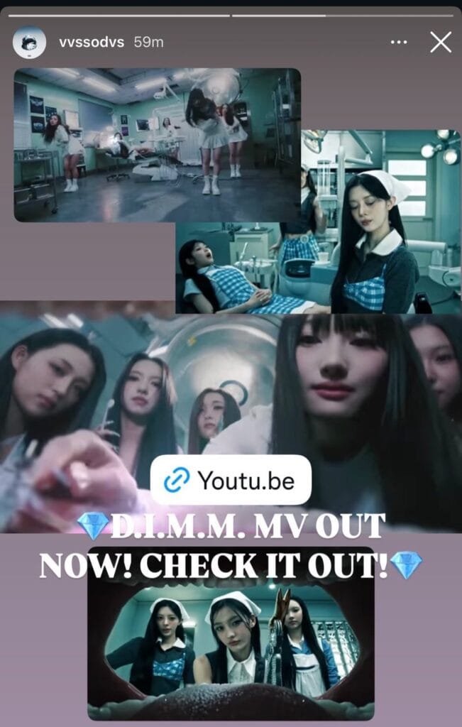 VVS compares scenes from ILLIT's Iconic By Mistake and D.I.M.M on Instagram Story