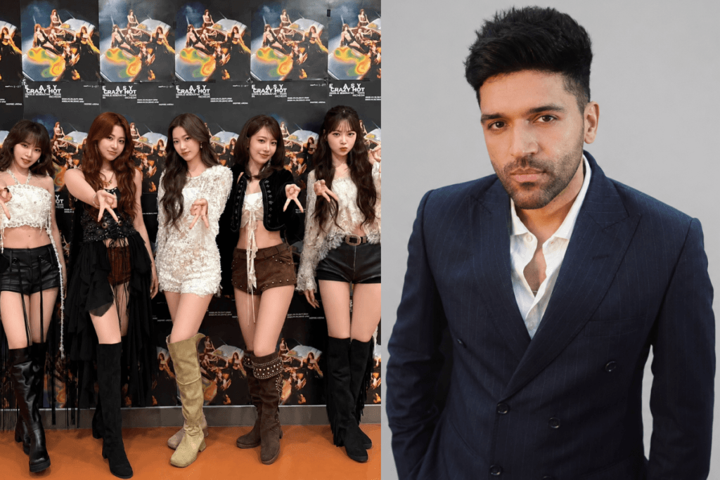 LE SSERAFIM BOOMPALA promotional image with Guru Randhawa