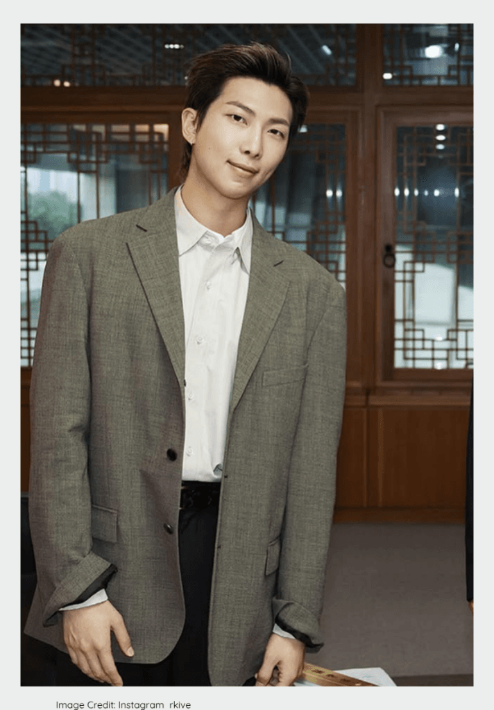 RM speaking at a major Seoul contemporary art exhibition in early 2026.
