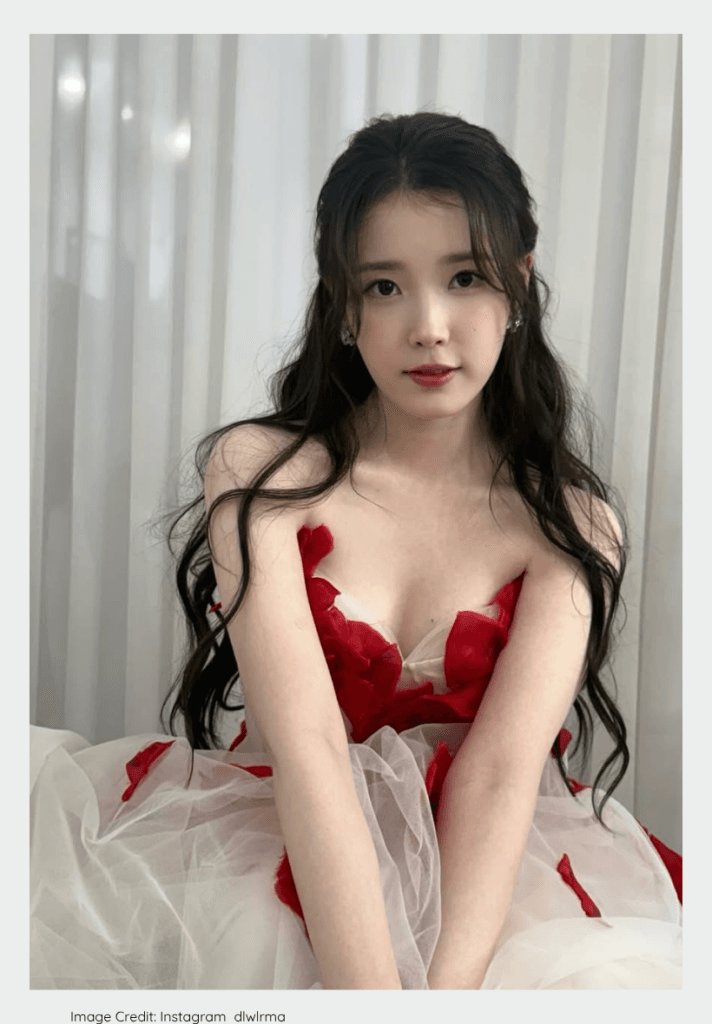 Soloist IU singing her chart-topping ballad song