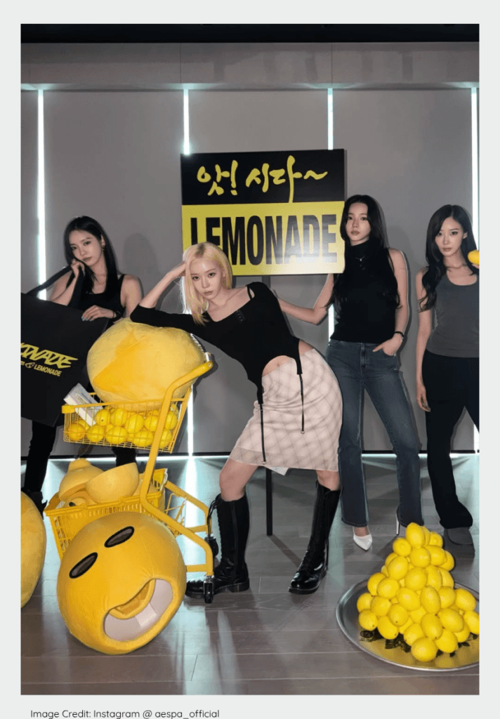 aespa performing LEMONADE during promotions