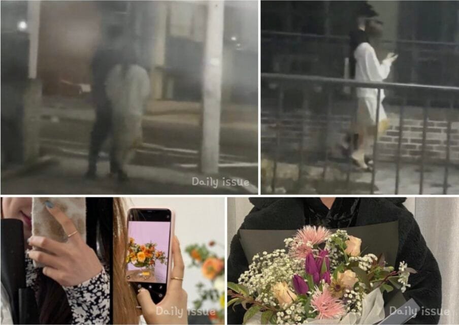 ATEEZ member Yunho walking on a street with ex longtime girlfriend