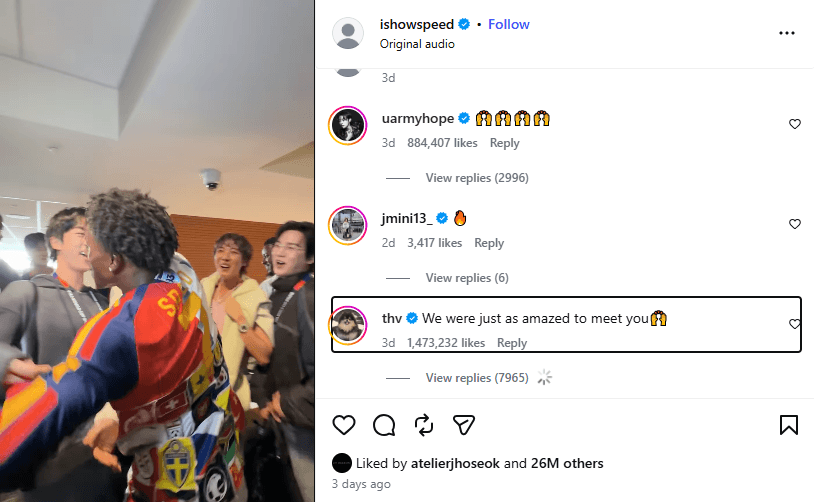 BTS V and IShowSpeed backstage at the FIFA World Cup 2026 event