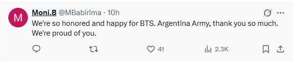 Online fan celebrating BTS being named guests of honor.