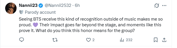Online fan celebrating BTS being named guests of honor.